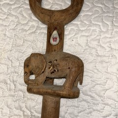 Cane Walking Stick carved Elephant wooden handmade 36”