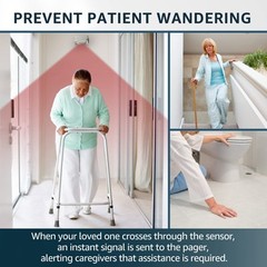 Bed Alarm Caregiver Pager with Wireless Motion Sensor Alarm Indoor Fall Preve…