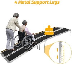 7/8/9/10 FT Portable Aluminum Wheelchair Ramp Non-Slip Folding Ramps Steps