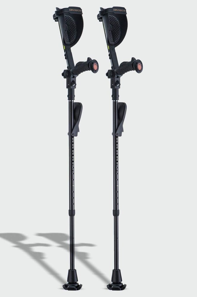 Ergobaum Black Mamba Real Carbon Fiber Forearm Crutches (1 Pair) 5’1“ to 6’6“