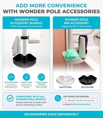 Double Handle Non-Rotating Floor to Ceiling Grab Bar, No-Drill Tension Mounte…