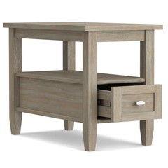 Simplihome Warm Shaker End – 14 Inch Wide Solid Wood Narrow Side In Distressed