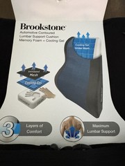 Brookstone Automotive Contour Lumbar Support Cushion Memory Foam Cooling Gel NEW
