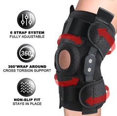 Hinged Knee Brace Side Stabilizers Adjustable Miniscus Tear ACL MCL Pain Relief