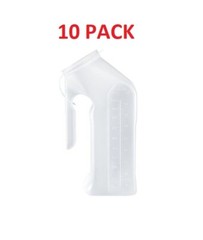 10 PACK – Male Urinal with Lid 32 oz. 1 qt. 1000cc, Travel, bedside Pee Bottle