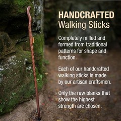 Walking Stick Handcrafted Wood Twisted Oak Ergonomic Handle Brown 48″