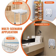 Vevor Fold Down Shower Seat Folding Bench Wall Mount 500lbs Handicapped Chair