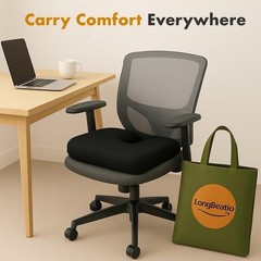 Portable Memory Foam Cushion with Anti-Slip Base for Coccyx & Sciatica Relief