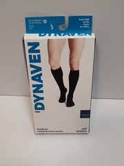 Dynaven Solid Black 1 Pair Knee High Medical Compression Socks Men’s Size XS