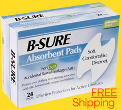 B-Sure 24 Anal Leakage Pads Box, Disposable Incontinence absorbency aid pads