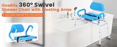 Sliding Shower Chair Tub Transfer Bench with 360° Swivel Seat Adult Elderly NEW