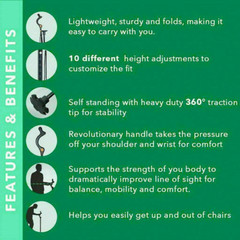 Walking Stick Aluminium Lightweight Easy Folding Metal Non-Slip Adjustable Cane