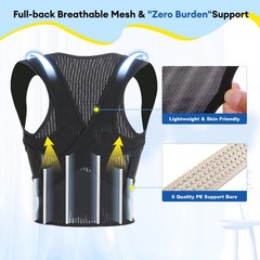 babaka Posture Corrector for Kids and Teens Adjustable Full Medium, Black