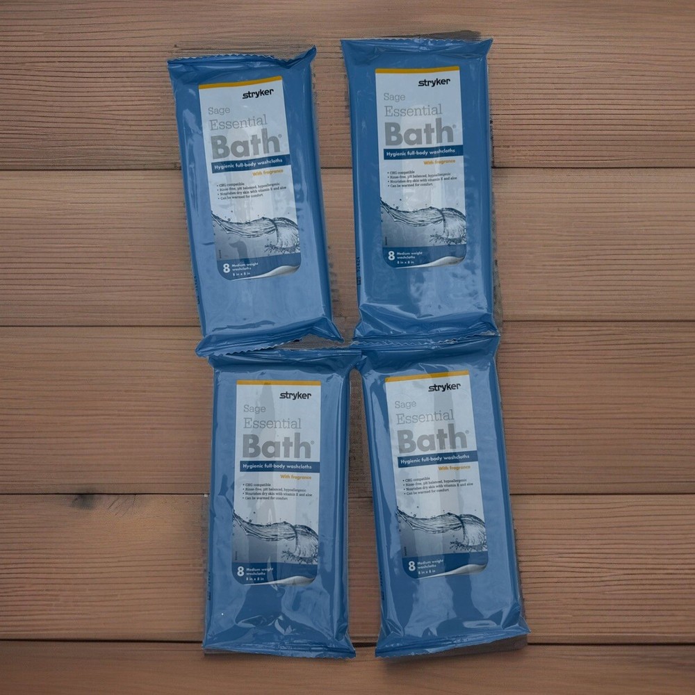 Lot Of 4 Pkg Stryker Sage Comfort Bath Cleansing Washcloths New Sealed