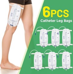 6 Pack 1000ml Foley Catheter Leg Bags for Men Urine Bags Splash-Resistant Drain