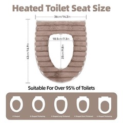Heated Toilet Seat Cover,USB Powered Warmer with Uniform, Khaki