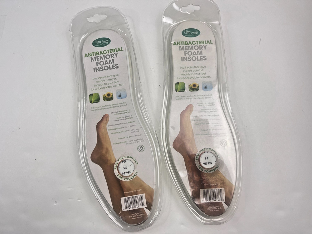 Comfort Antibacterial Insoles Ultra Fresh Memory Foam Cut to Fit 2 Pack Unisex