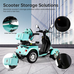 800W 4-Wheels Heavy Duty Mobility Scooters for Senior 60V 20AH 500lbs 31miles