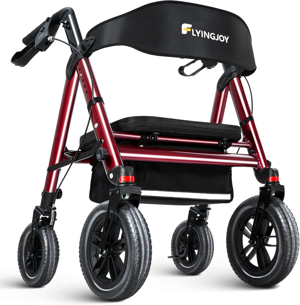 Heavy Duty Bariatric Rollator Walker w/Seat 450LB All Terrain Foldable 12″