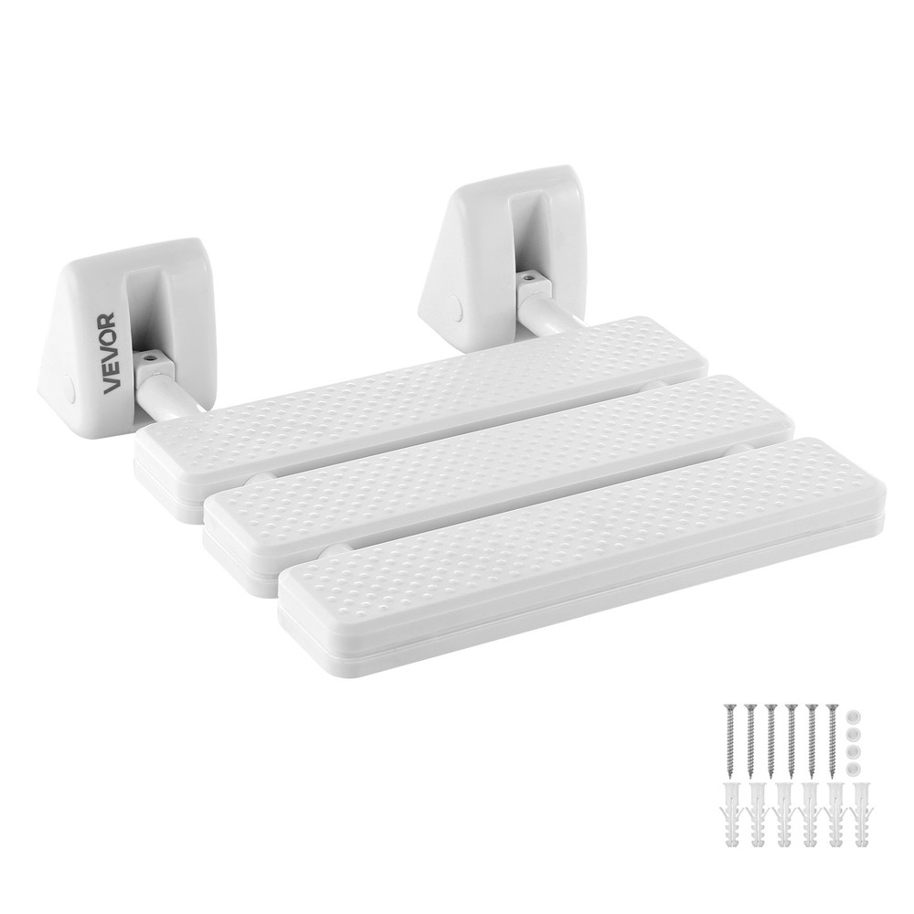 VEVOR Foldable Shower Seat Wall Mounted Folding PP Shower Bench 220LBS Loading
