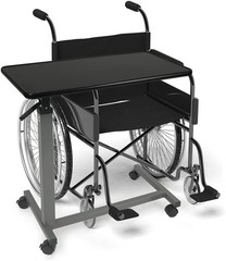 Vaunn Medical Adjustable Overbed Bedside Table with Wheels (Hospital Black