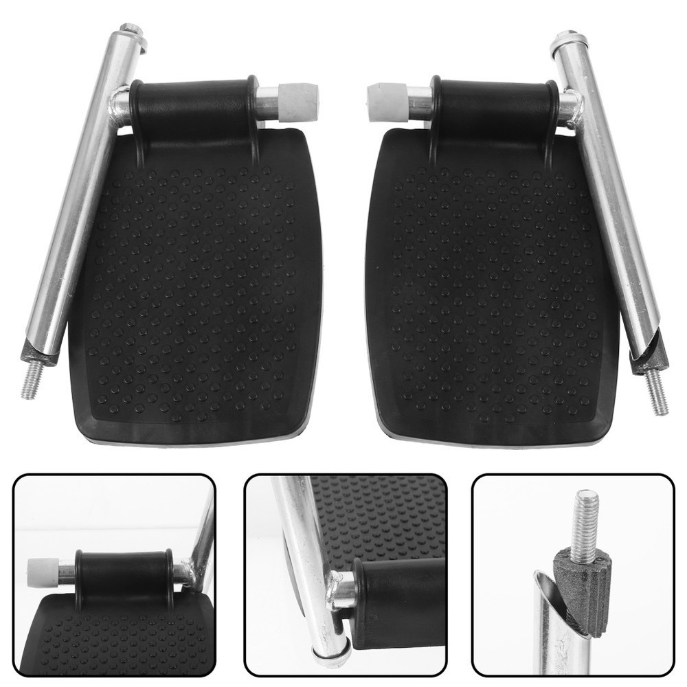 1 Pair Universal Lifting Wheelchair Footrest Durable ABS Plastic Black