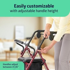 All-Terrain Rollator Walker for Seniors Rubber Wheels Foldable Lightweight 350lb
