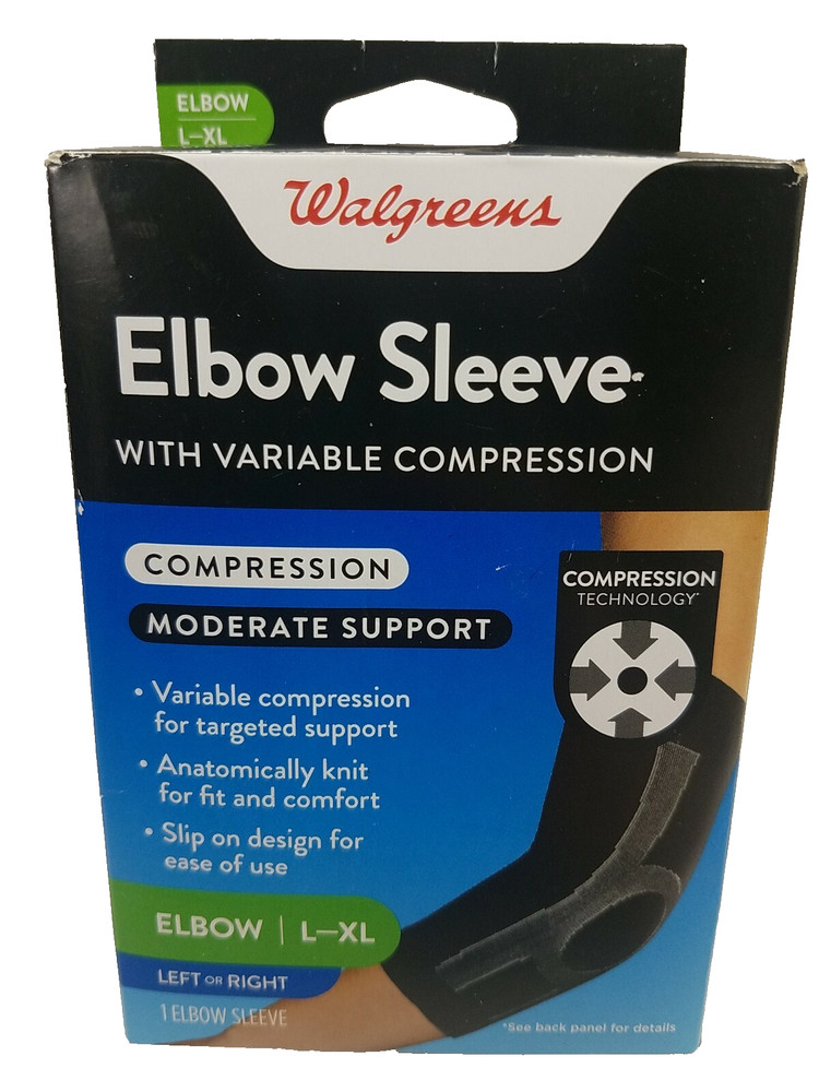 Walgreens ~Elbow Sleeve With Variable Compression ~Moderate Support ~Size: L-XL