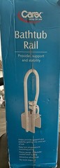 Carex Adjustable U-Shape Clamp-On Bath Tub Handle, White, 200 lb, 1 Rail
