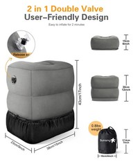 Sunany Inflatable Foot Rest Pillow for Airplane 1 Pack, Dark Grey