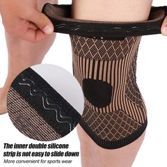 2x Knee Sleeves Copper Silver Compression Brace Support Sport Joint Injury Pain