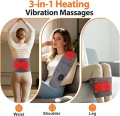 Lumbar Massager, Heated Waist Belt Wrap, Lower Back Massager with Heat Vibration