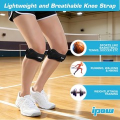 IPOW 2 Pack Knee Pain Relief & Patella Stabilizer Strap Large, Black