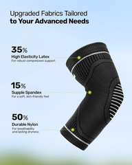 Elbow Compression Sleeve 2 Pack High Elastic Elbow Brace Tendonitis Grey Medium