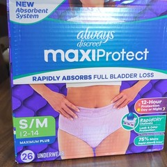 Always Discreet maxiProtect Incontinence Pants Maximum Plus S/M Purple 26 Ct