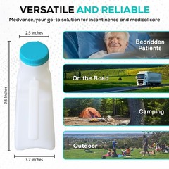 Mens Urinal Bottle Spill Proof Portable Bedside Travel 1000ml 4 Pack