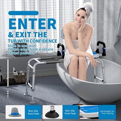 Uimoso Sliding Tub Transfer Bench Shower Chair w/ 360 Degree Swivel Seat 400LBS