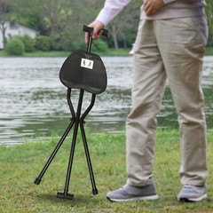 3 Legged Portable Folding Walking Stick with Seat Travel Hiking Cane Chair Stool