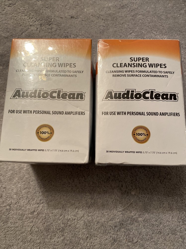 AudioClean Hearing Aid Cleansing Wipes Headphones Ear Buds Cell Phone 60 Pack