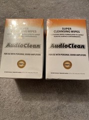 AudioClean Hearing Aid Cleansing Wipes Headphones Ear Buds Cell Phone 60 Pack