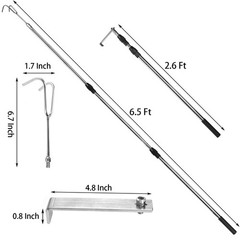 Telescoping Truck Cargo Grabber Tool, 6.5ft Heavy Duty Reach Retriever with Hook