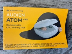 Audien Atom One rechargeable otc hearing aids (NEW IN SEALED BOX)