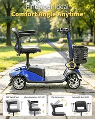 Four Wheels Compact Travel Mobility Scooter 350W Motor for Adult-300lbs, BLUE