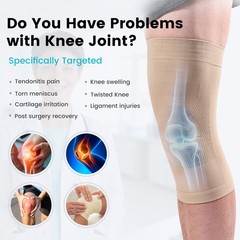 Knee Compression Sleeves, 1 Pair, Can Be Worn Under Medium (1 Pair), Beige