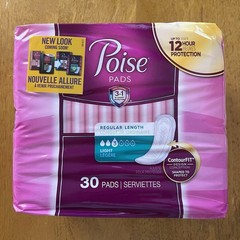 Poise Pads Regular Length 3 Light Absorbency 3 in 1 Bladder Protection 30 ct