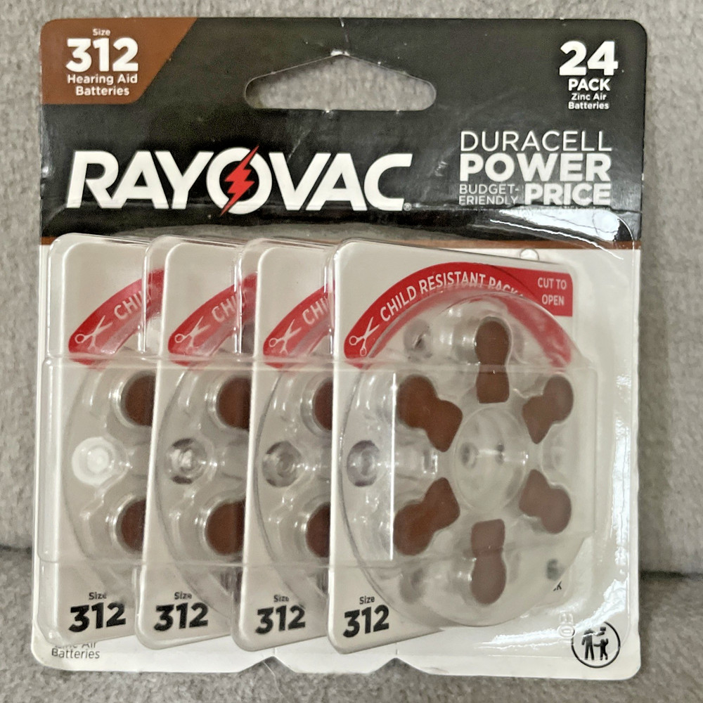 Rayovac Unisex Size 312 Hearing Aid Batteries Brown 24 Pack Zinc Air 1.45V 312CR