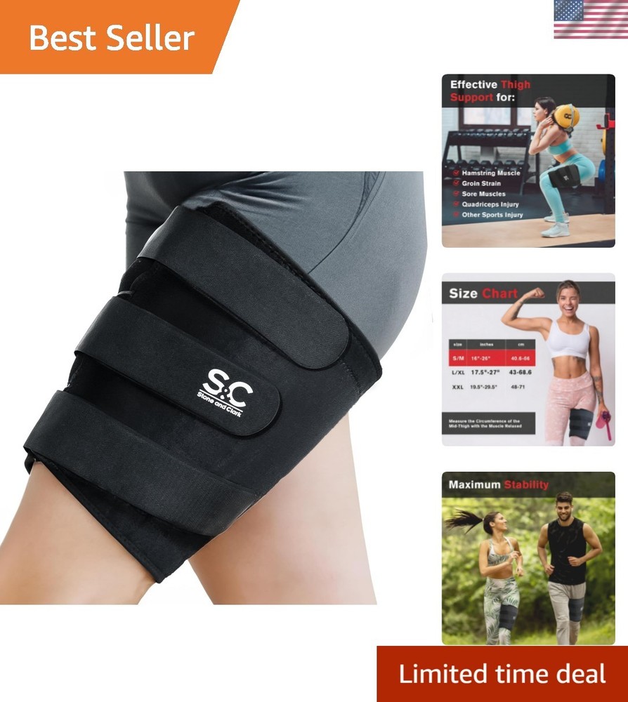 Adjustable Thigh Brace Support, Quadriceps Support and Thigh Wraps for Men an…