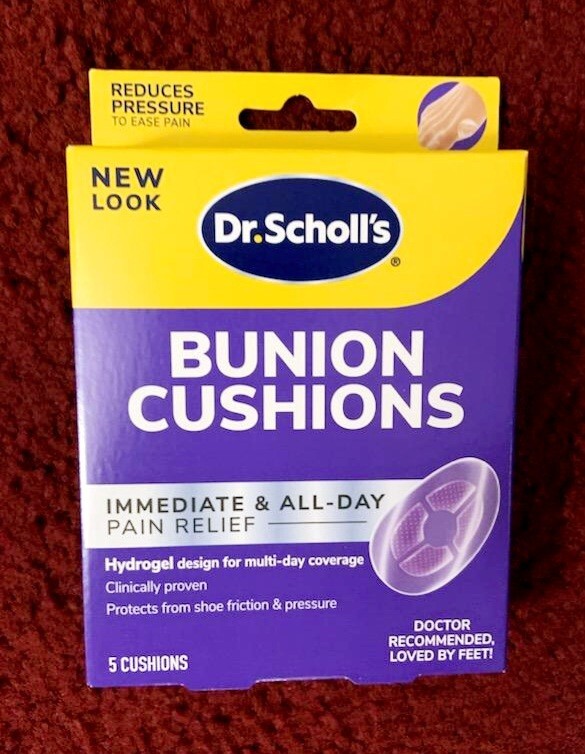 DR. SCHOLL’S BUNION CUSHIONS – 5 IN BOX~HYDROGEL DESIGN~PAIN RELIEF NOW, ALL DAY