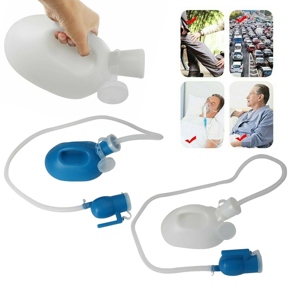 Portable Men Urinal Collector Pee Travel Car Camping Bottle + 1.6M Tube 2000ml