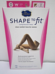 Shape to Fit Sheer Graduated Compression Pantyhose 10-15 mmHg Small Beige